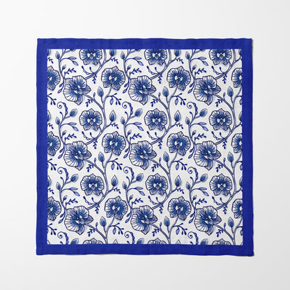 Delft Blue Orchids Napkin in Lightweight Linen