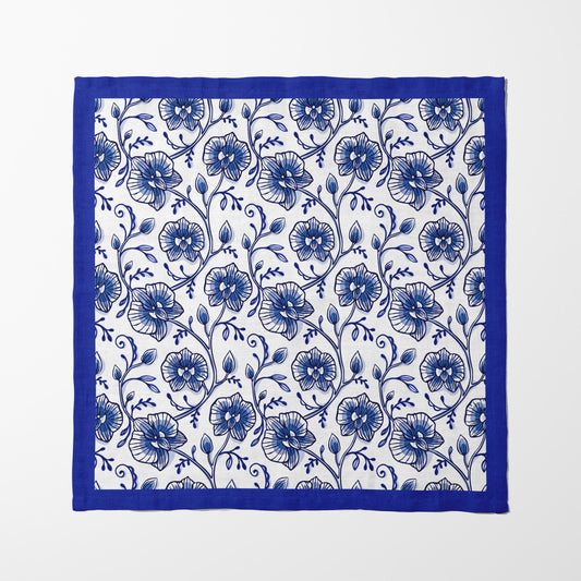 Delft Blue Orchids Napkin in Lightweight Linen