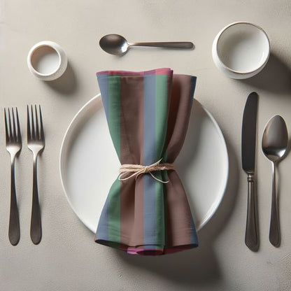 Candy Stripes Napkin in Brown in Lightweight Linen