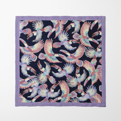 Soft Gliding Toucans Napkin in Navy in Lightweight Linen