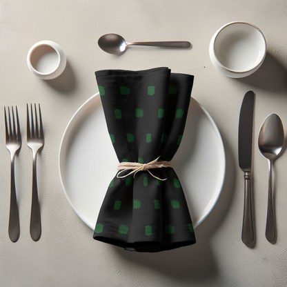 Black and Green Cross Stitch Napkin