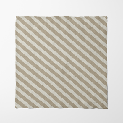 ONE Diagonal Stripe Napkin - Pebble in Organic Cotton Voile