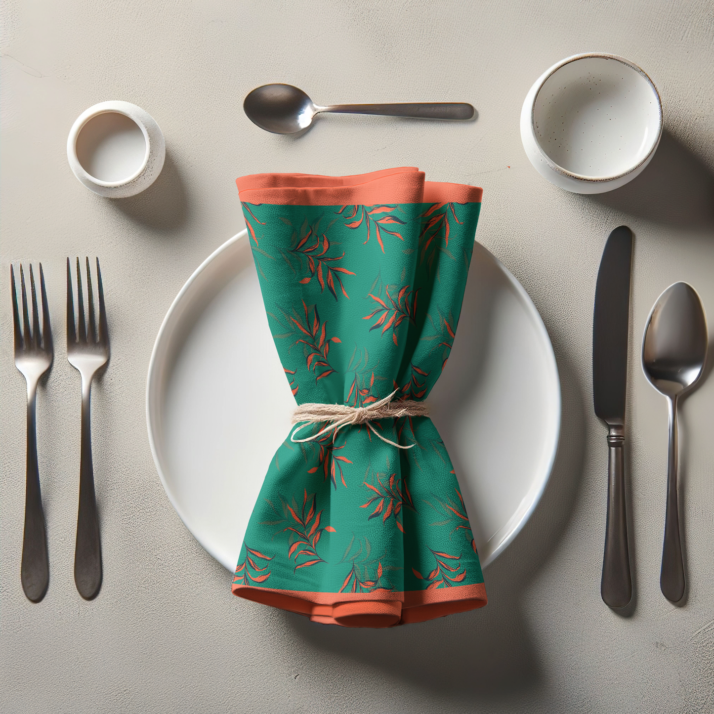 Sea Coconut Palms Napkin in Organic Cotton Voile