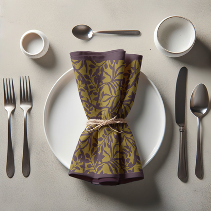 Figi Floral Napkin in Golden Plum