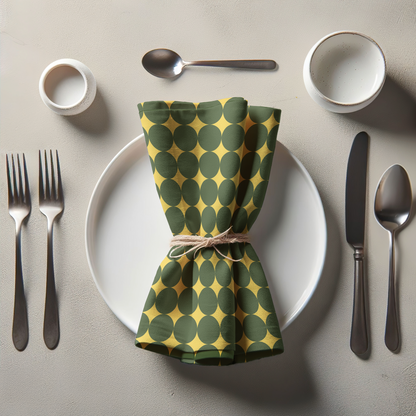 Spots and Dots Napkin - Yellow Green in Lightweight Linen