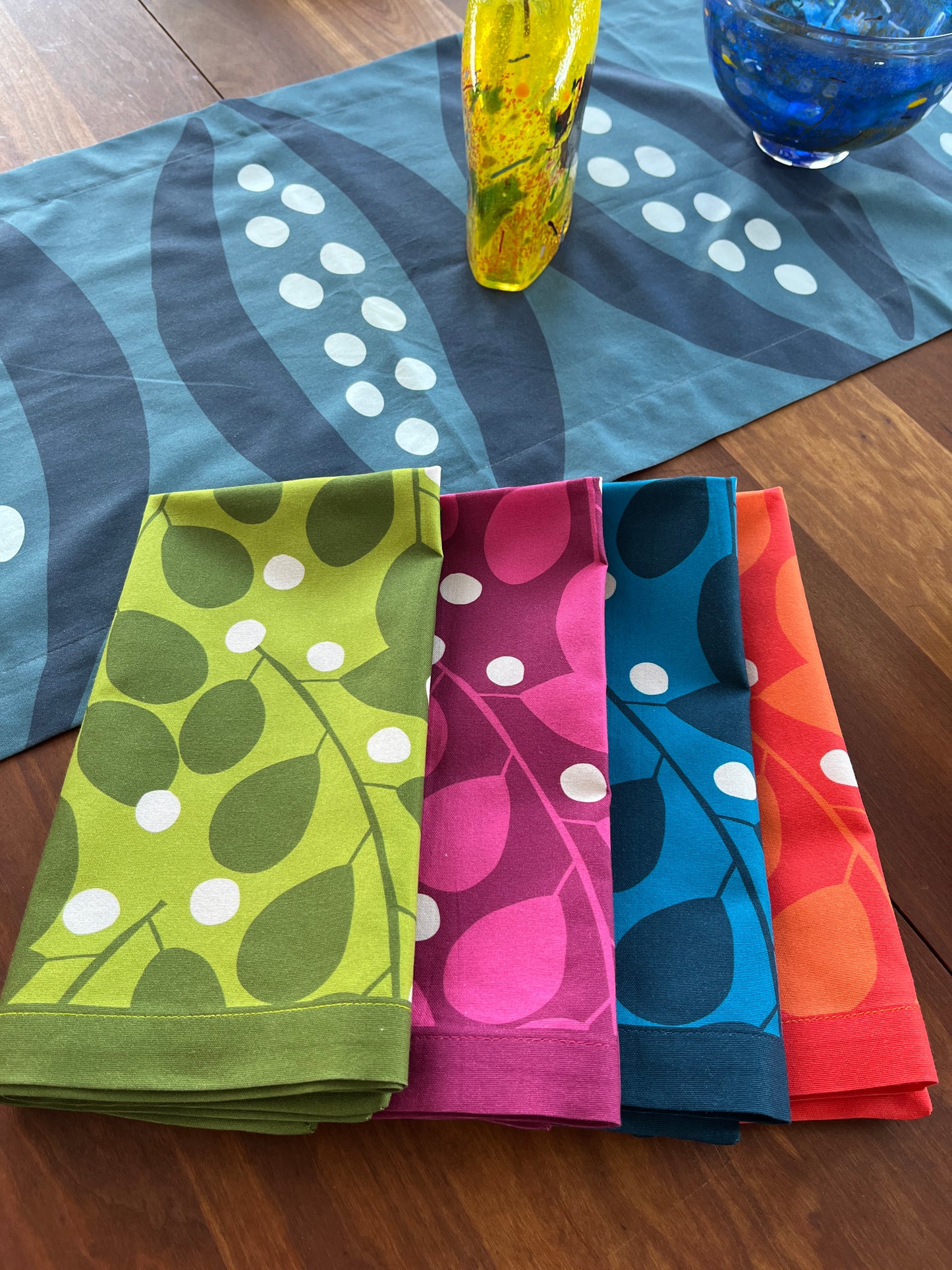 Branches + Dots Napkin — Lightweight Linen Green