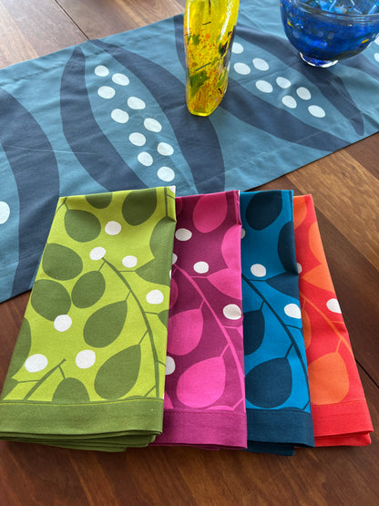 Branches + Dots Napkin — Lightweight Linen Green