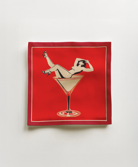 Cheers Darling Cocktail Napkin in Select Aperitivo - Lightweight Linen