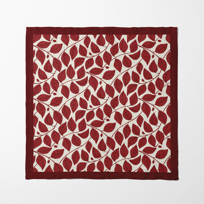 Bowing Birch Leaves in Crimson & Cream Napkin in Lightweight Linen