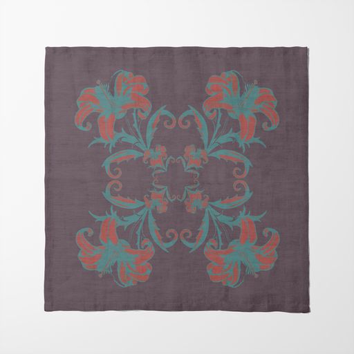 Art Nouveau Flower Napkin in Purple in Organic Cotton Voile