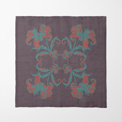 Art Nouveau Flower Napkin in Purple in Lightweight Linen