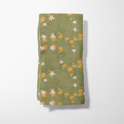 Lemon Flower Napkin in Light Green