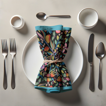 Fruit of Abundance Napkin in Organic Cotton Voile