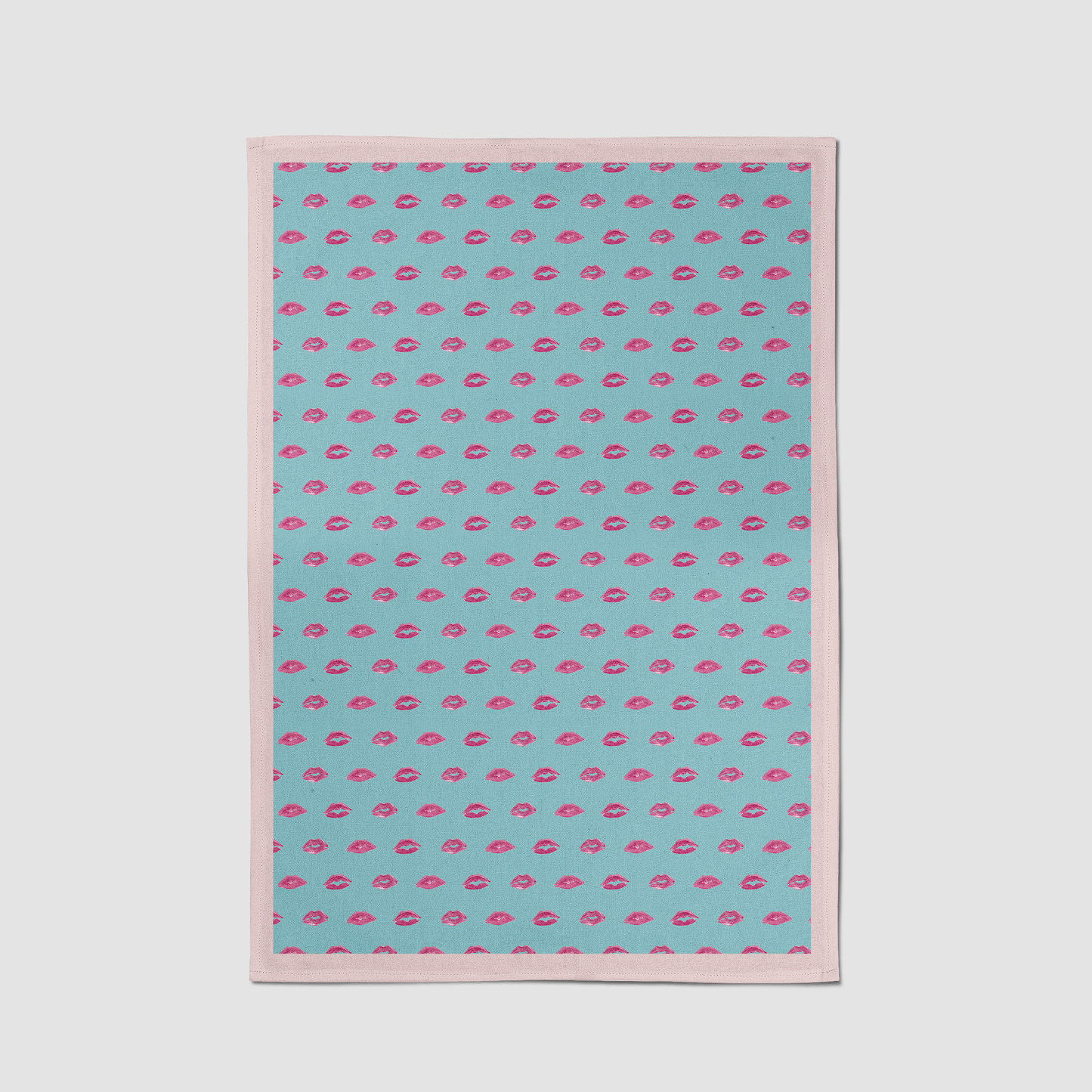 Aqua Smooch with Valentine Pink Tea Towel