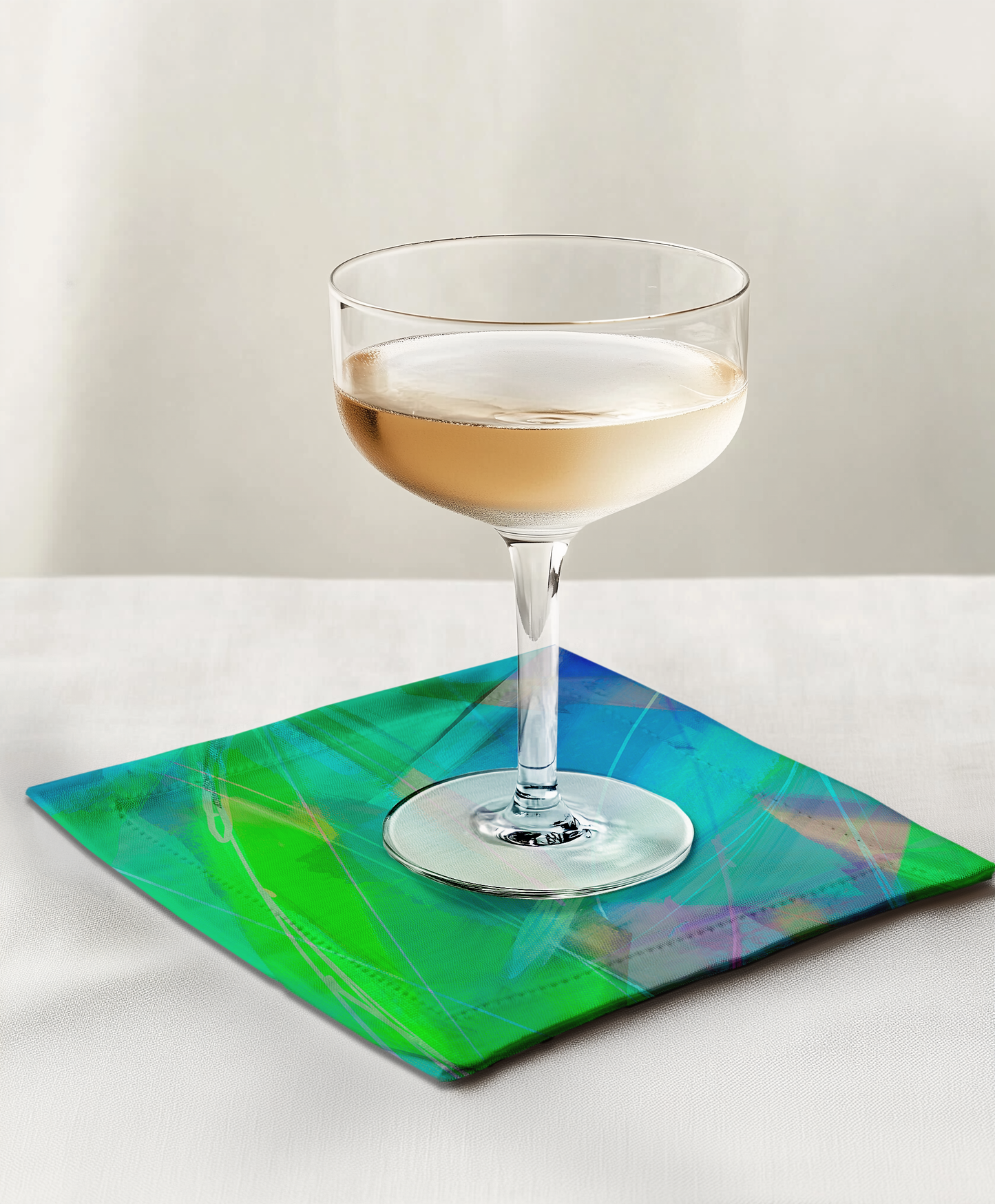 Green and Blue Floral Cocktail Napkin