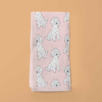 Oy with the Poodles Napkin in Pink in Organic Cotton Voile