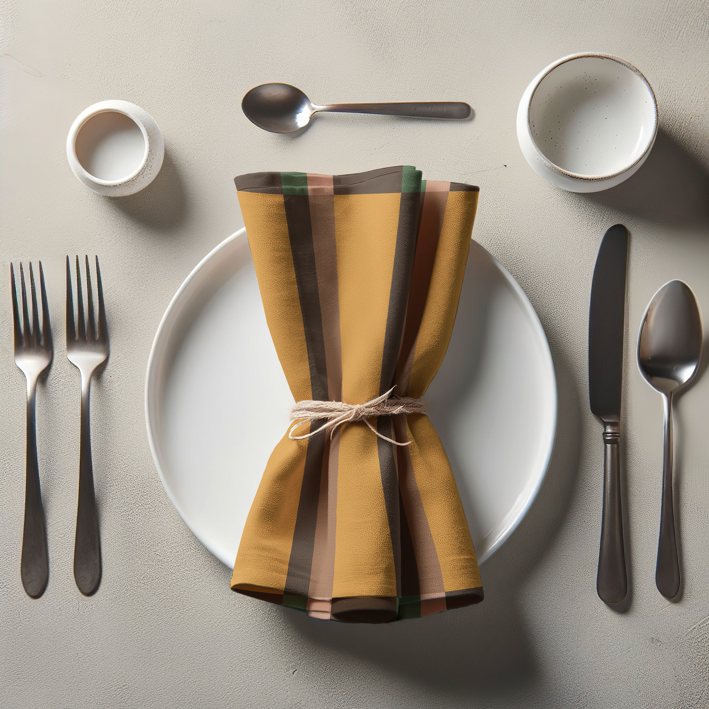 Candy Stripes Orange  Brown Napkin in Lightweight Linen