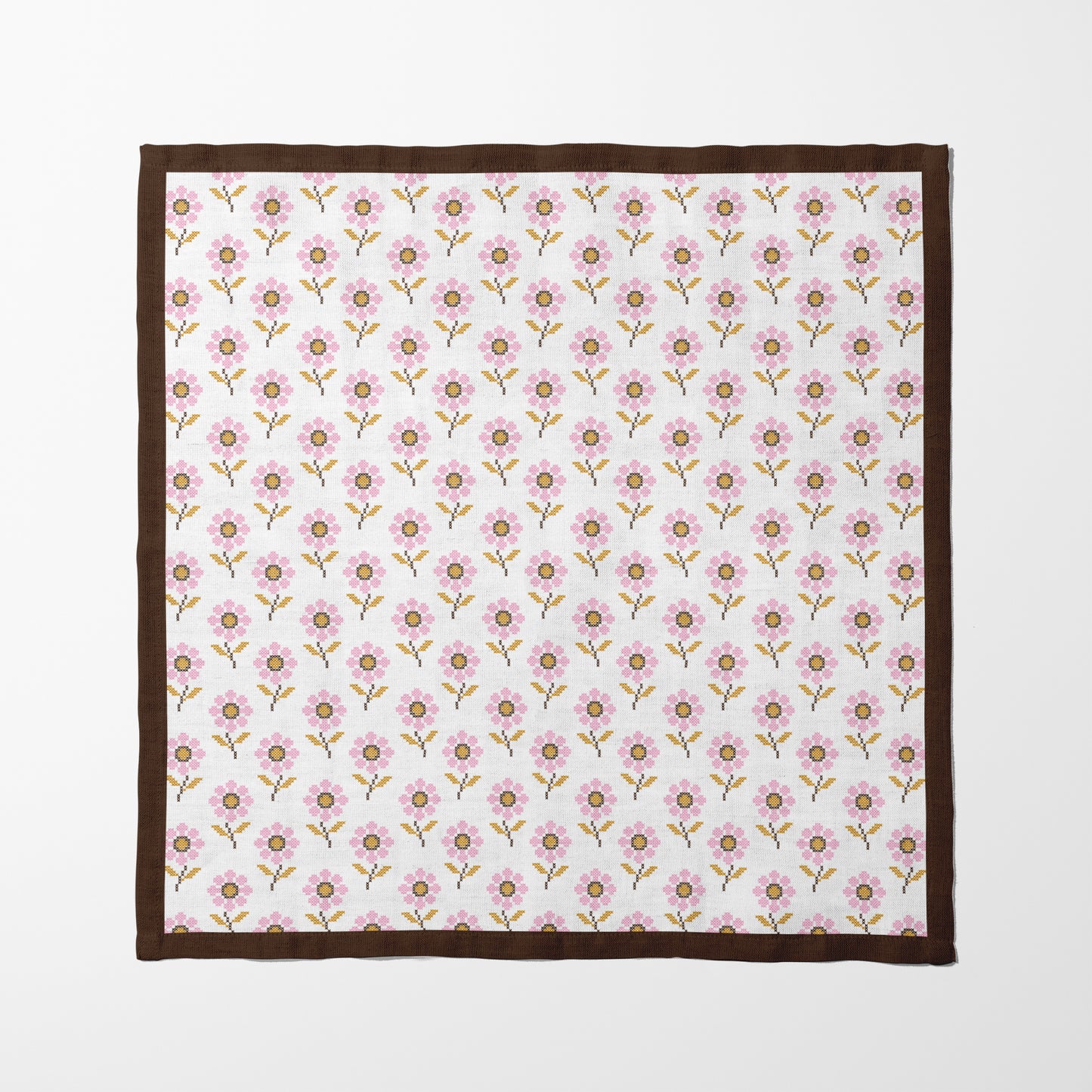 Cross-Stitch Flower Napkin