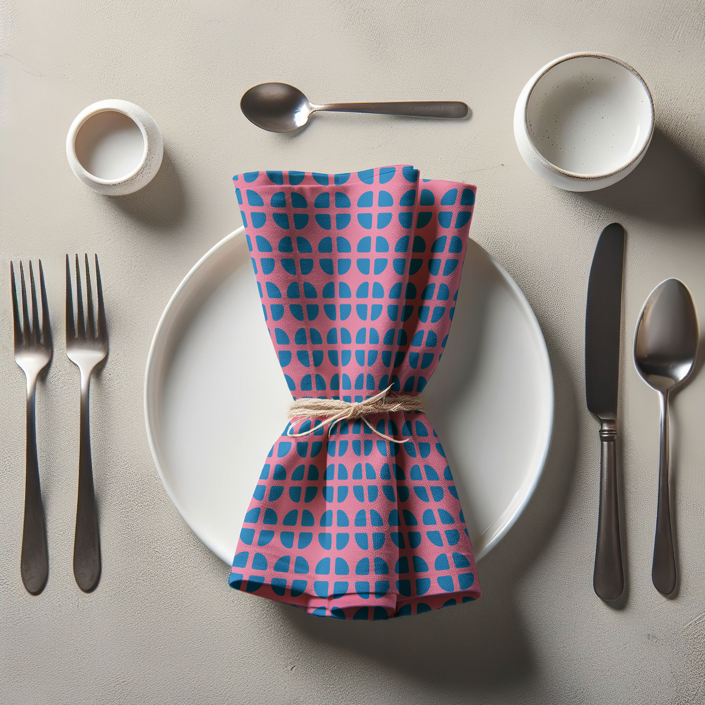 Fresh Fruit Napkin - Pink Blue in Lightweight Linen