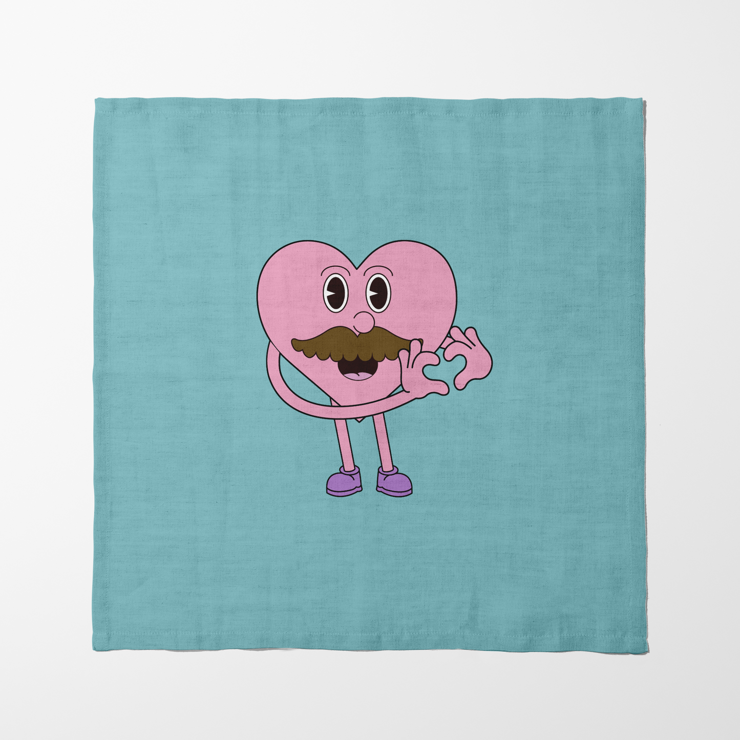 Mustache Heart in Aqua Blue Napkin