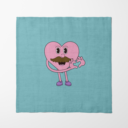 Mustache Heart in Aqua Blue Napkin