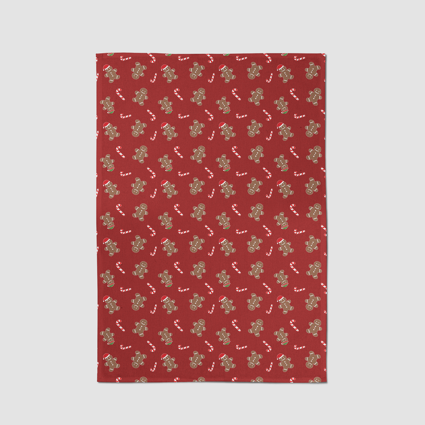 Gingerbread Dudes Tea Towel in Dark Red