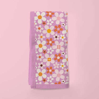 Retro Flowers - Lightweight Linen