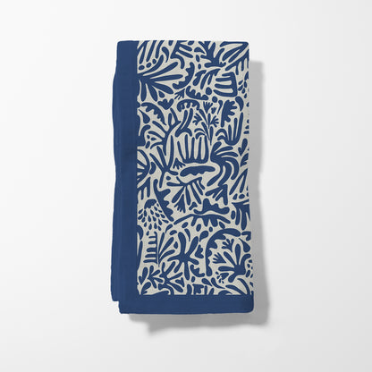 Jazz Garden Napkin in Navy Blue