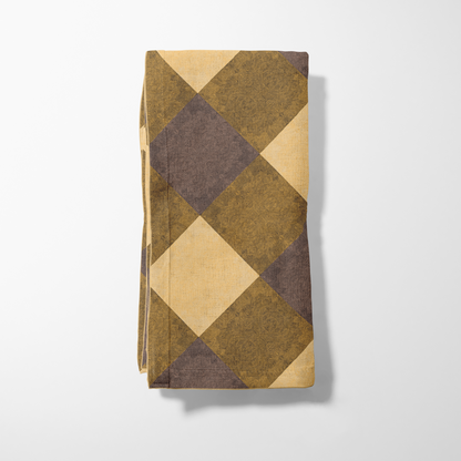 Mocha Gingham Napkin - Lightweight Cotton