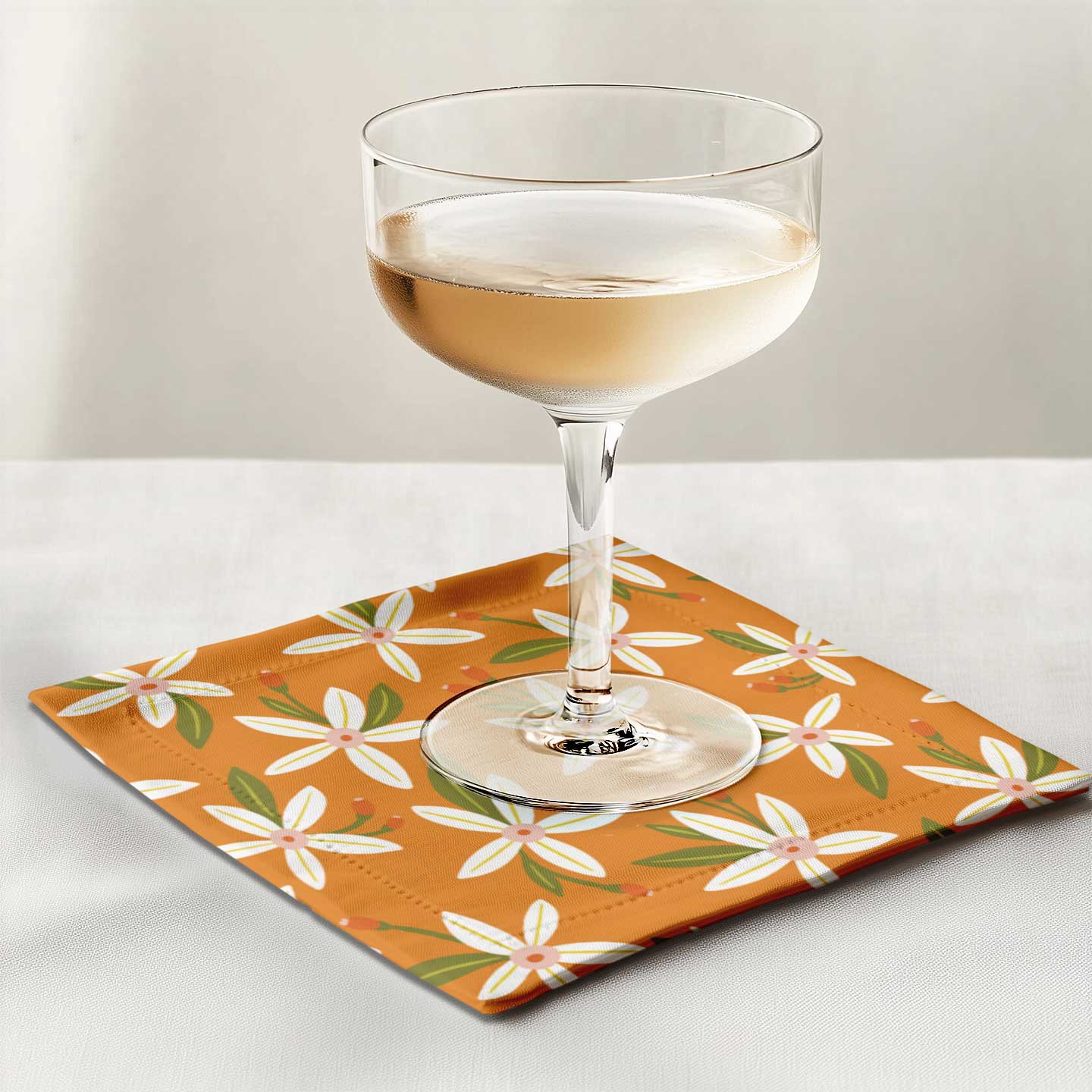 Orange Delight Cocktail Napkin in Lightweight Linen