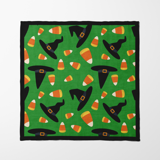 Trick or Treat Napkin in Slime in Organic Cotton Voile