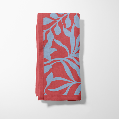 Figi Floral Napkin in Cool Pool Poppy Napkin in Lightweight Linen