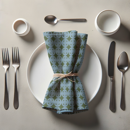 Picnic in the woods Napkin - Pale Blue Green in Organic Cotton Voile