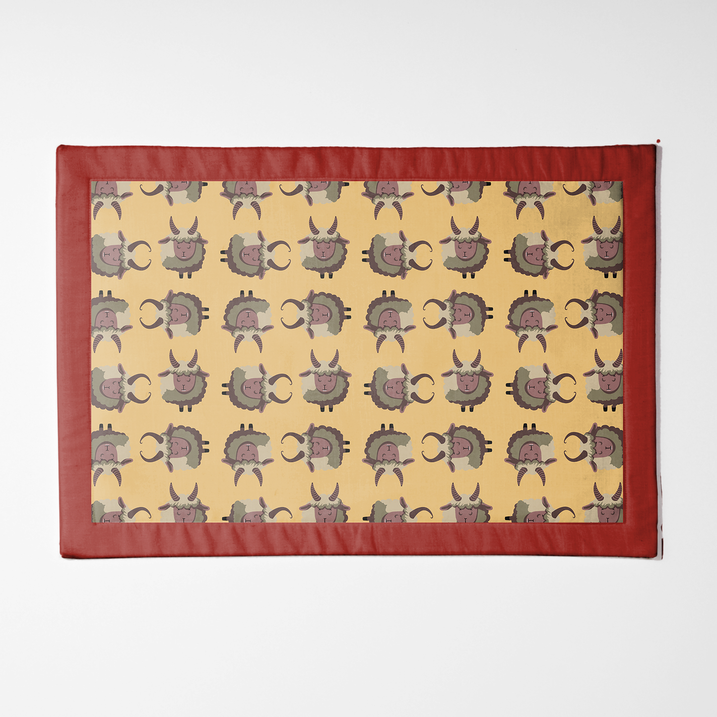 Krampus Placemat in Gold with Dark Red Border