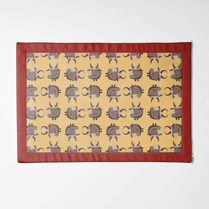 Krampus Placemat in Gold with Dark Red Border