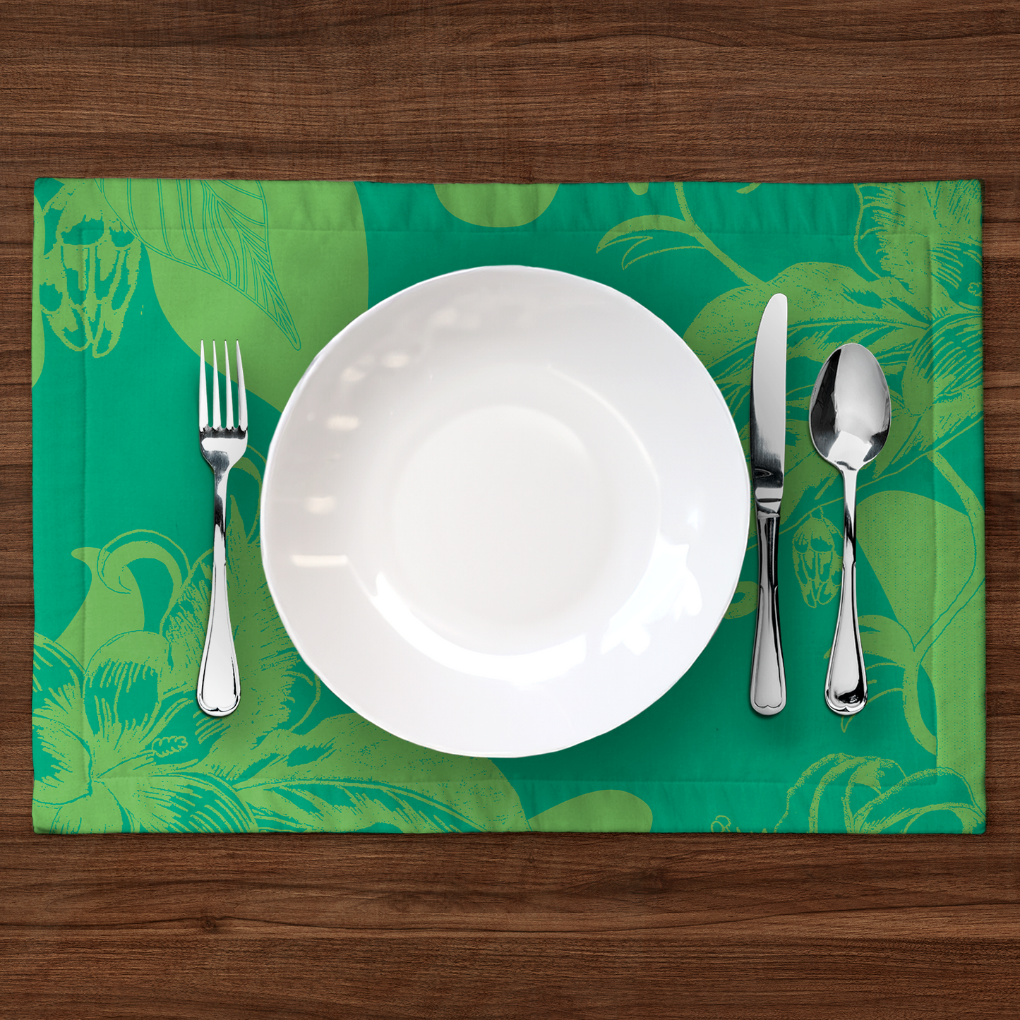 Tropical Paissage Placemat in Bright Green in Lightweight Linen