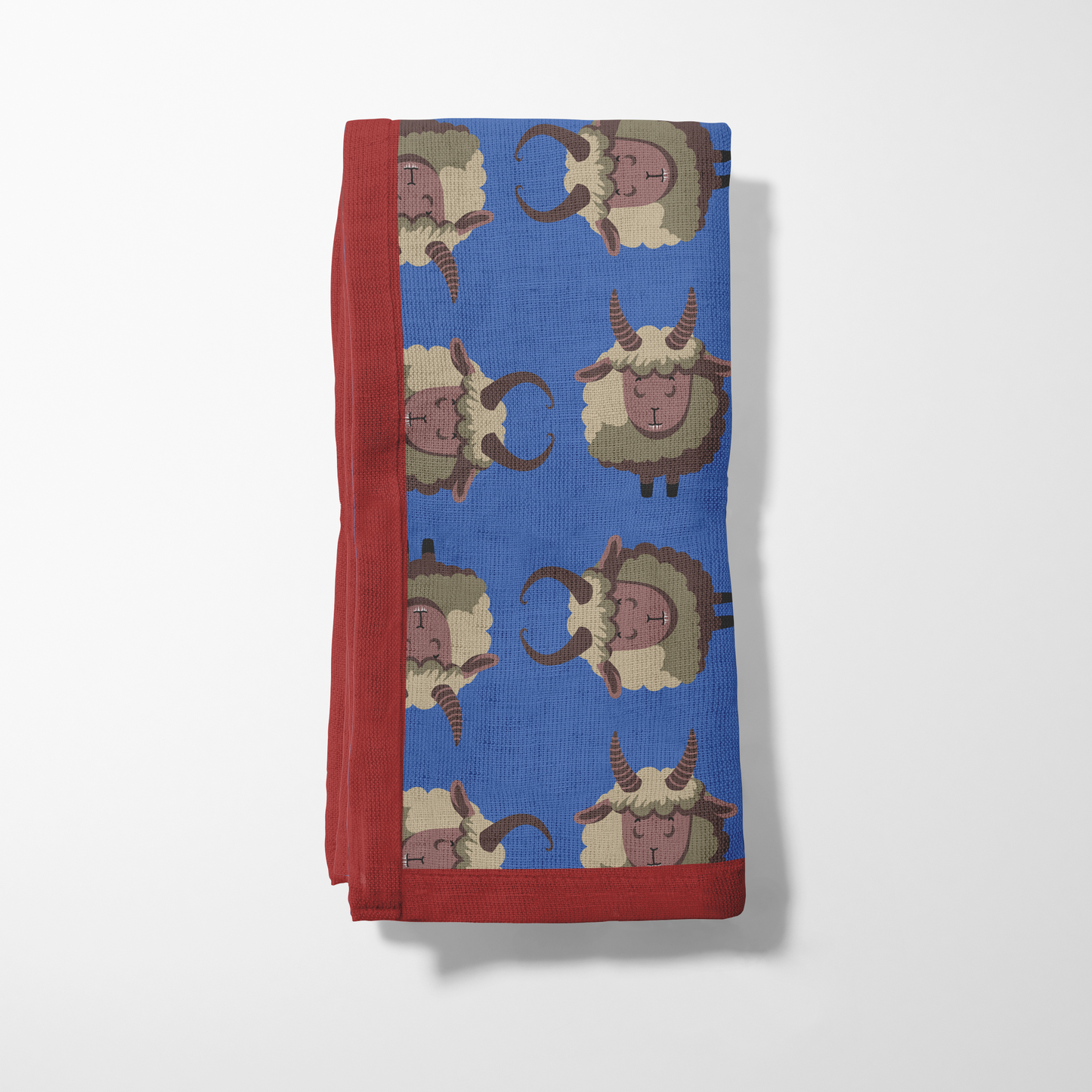 Krampus Napkin in Dark Blue with Dark Red Border