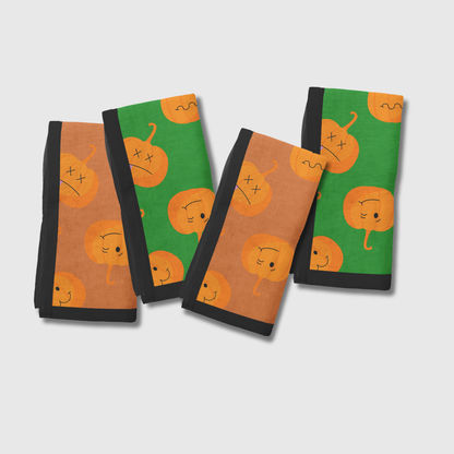 Jack O' Lantern Napkins in Pumpkin & Slime | Set of 4