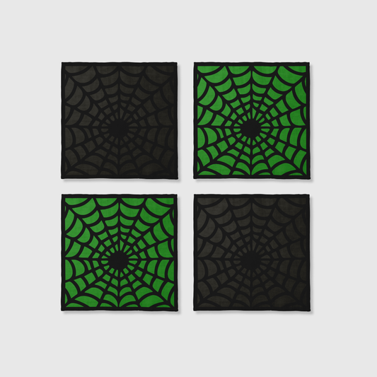 Spiderwebs Napkins in Gravestone & Slime | Set of 4