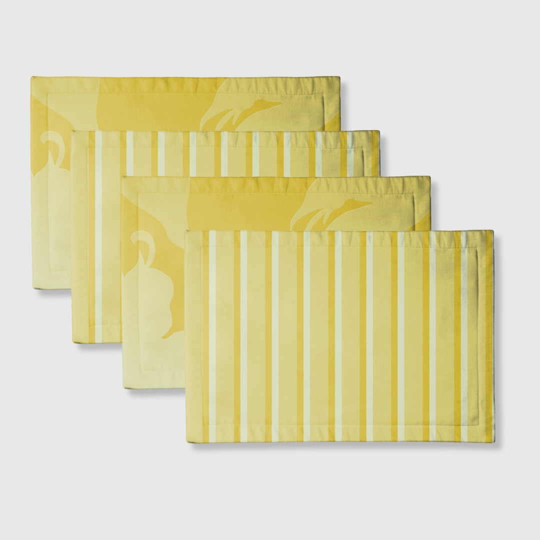 Tropical & Stripes Sunny Yellow Placemats | Set of 4