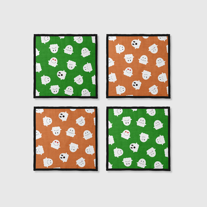 Friendly Ghosts Napkins in Pumpkin & Slime | Set of 4