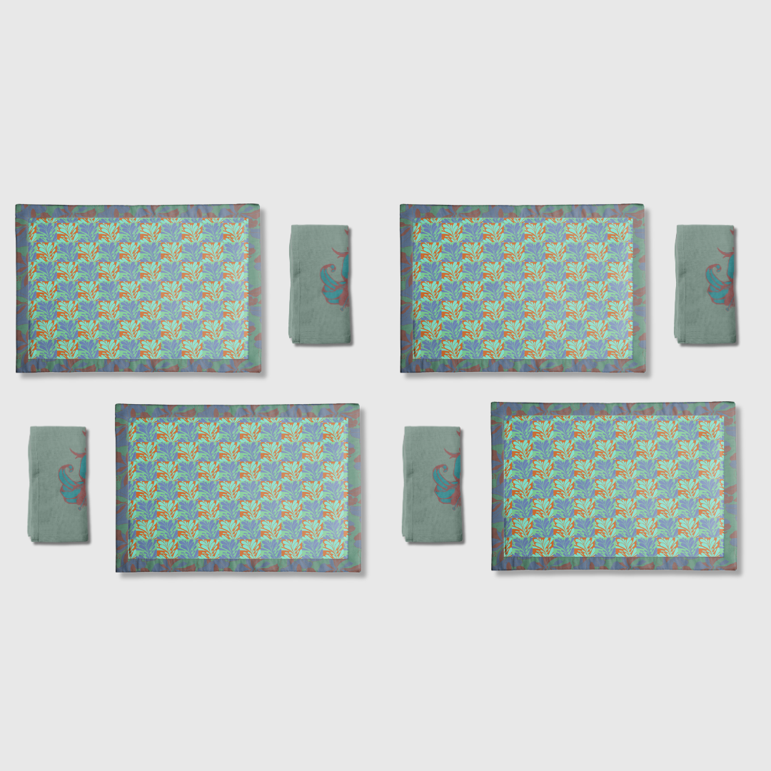 Magenttta x Laura Franco Napkins & Placemats in Green | Set of 8