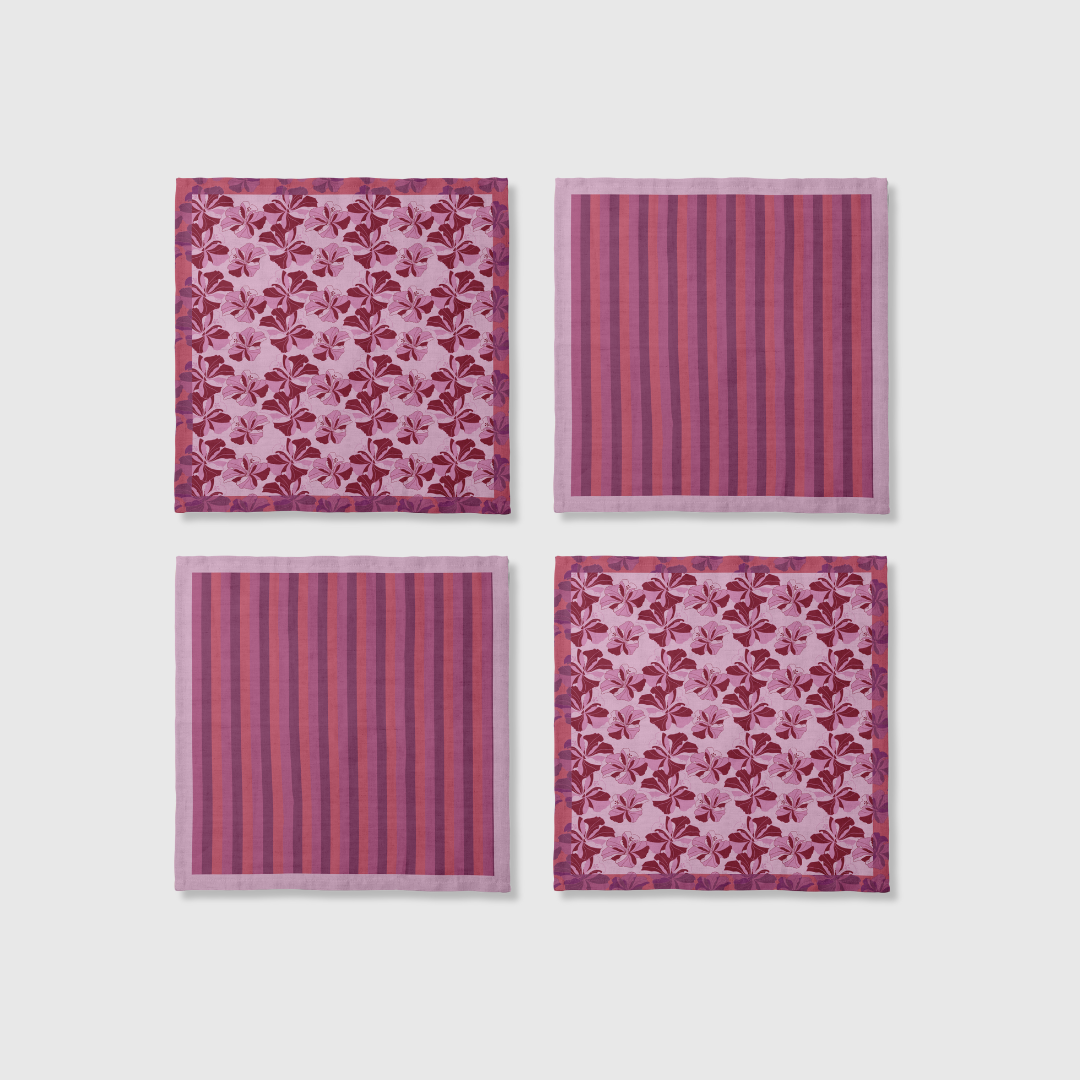 Tropical Cayena & Stripes in Pink | Set of 8