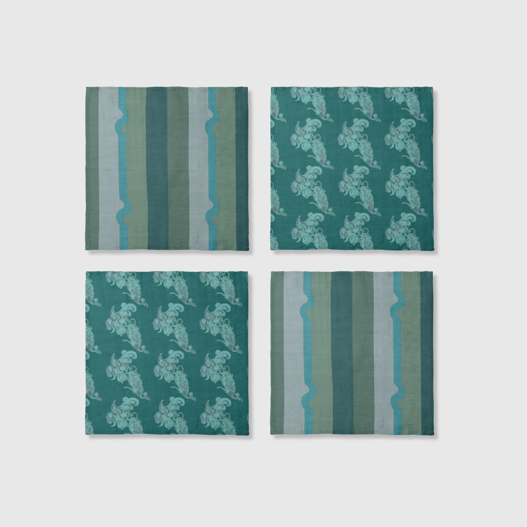 Paissage & Sweet Napkins in Aqua | Set of 4