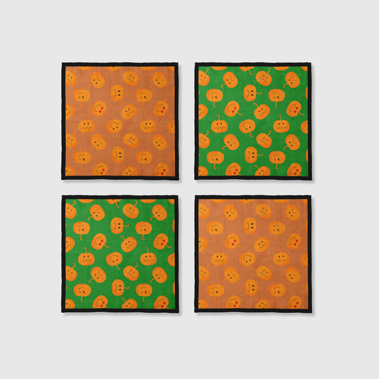 Jack O' Lantern Napkins in Pumpkin & Slime | Set of 4