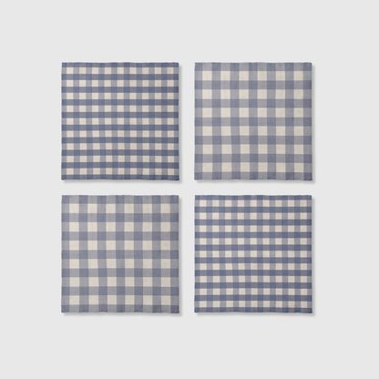 Mixed Gingham Napkins in Blue | Set of 4