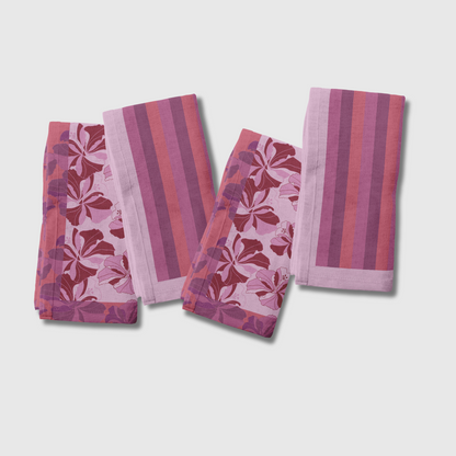 Tropical Cayena & Stripes in Pink | Set of 8