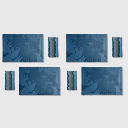 Tropical & Candy Blue Placemats & Napkins | Set of 8