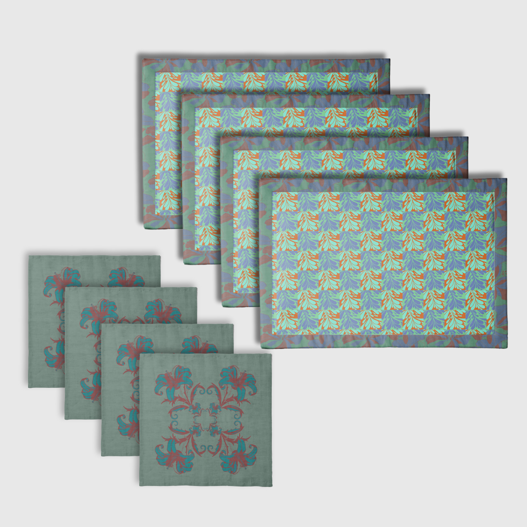 Magenttta x Laura Franco Napkins & Placemats in Green | Set of 8