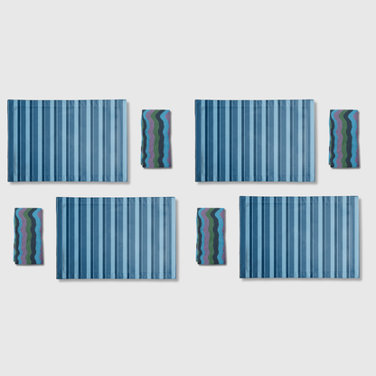 Candy Stripes Blue Placemats & Napkins | Set of 8